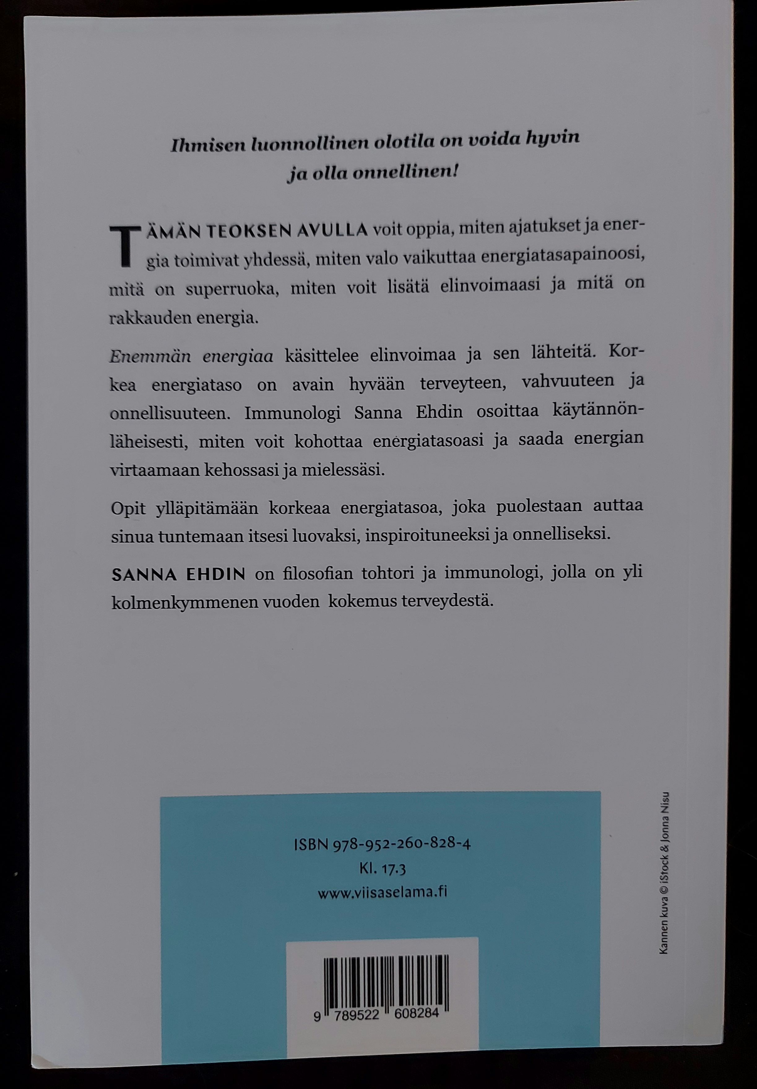 Enemmän energiaa viisaselämä takakansi